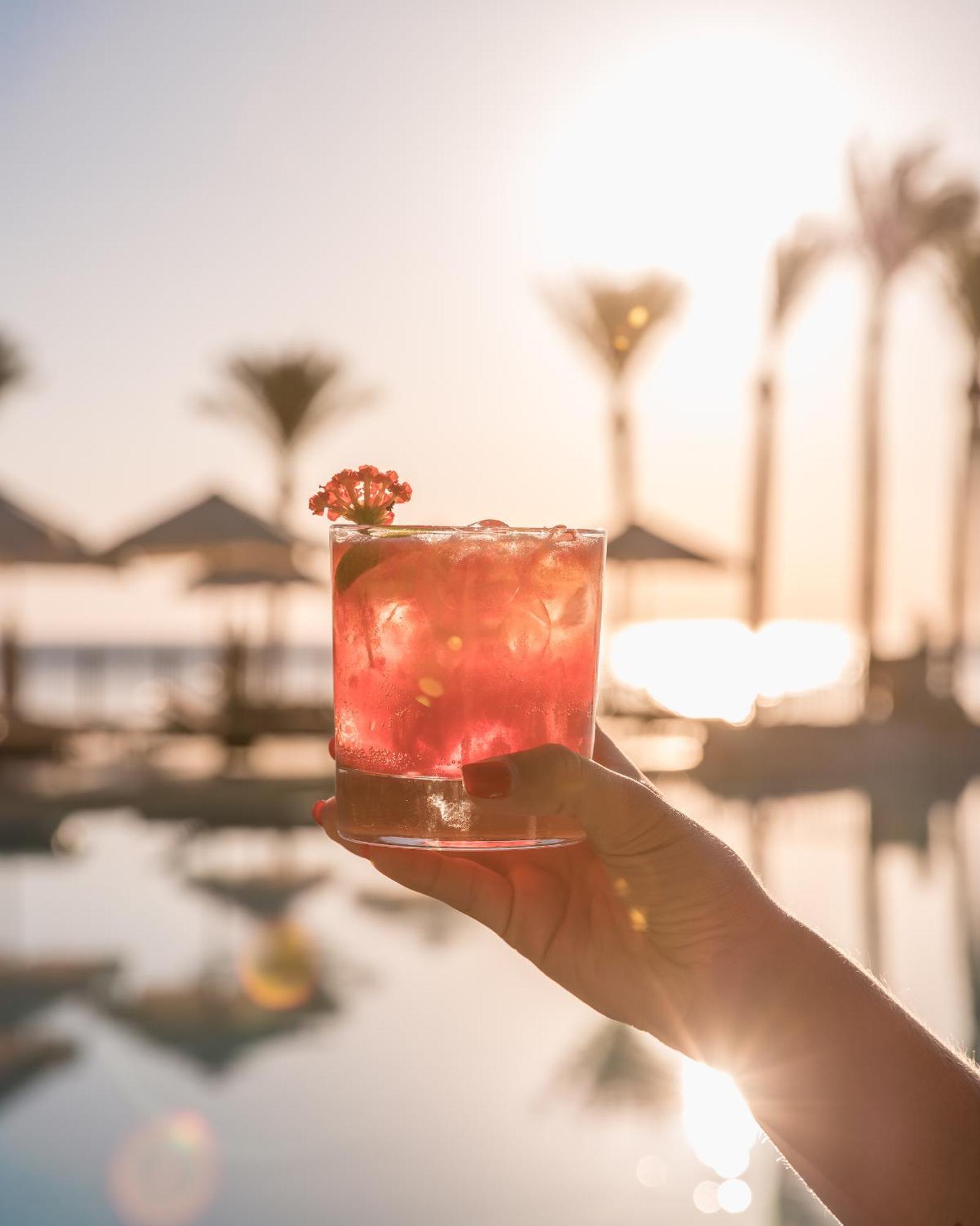 The Makadi Spa Hotel - Couples Only 18 Years Plus Hurghada Eksteriør billede A hand holding a glass of a cocktail